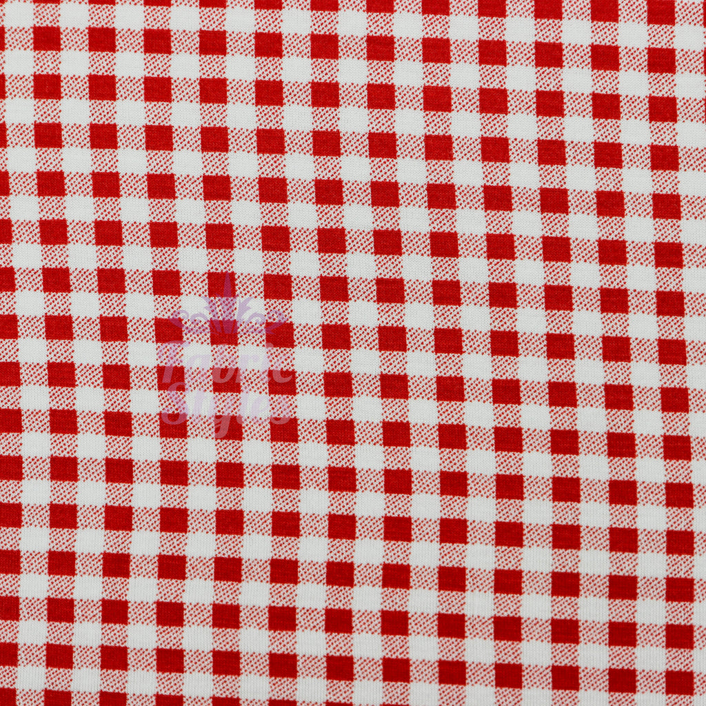Burnt Orange Gingham Check Viscose Elastane Fabric