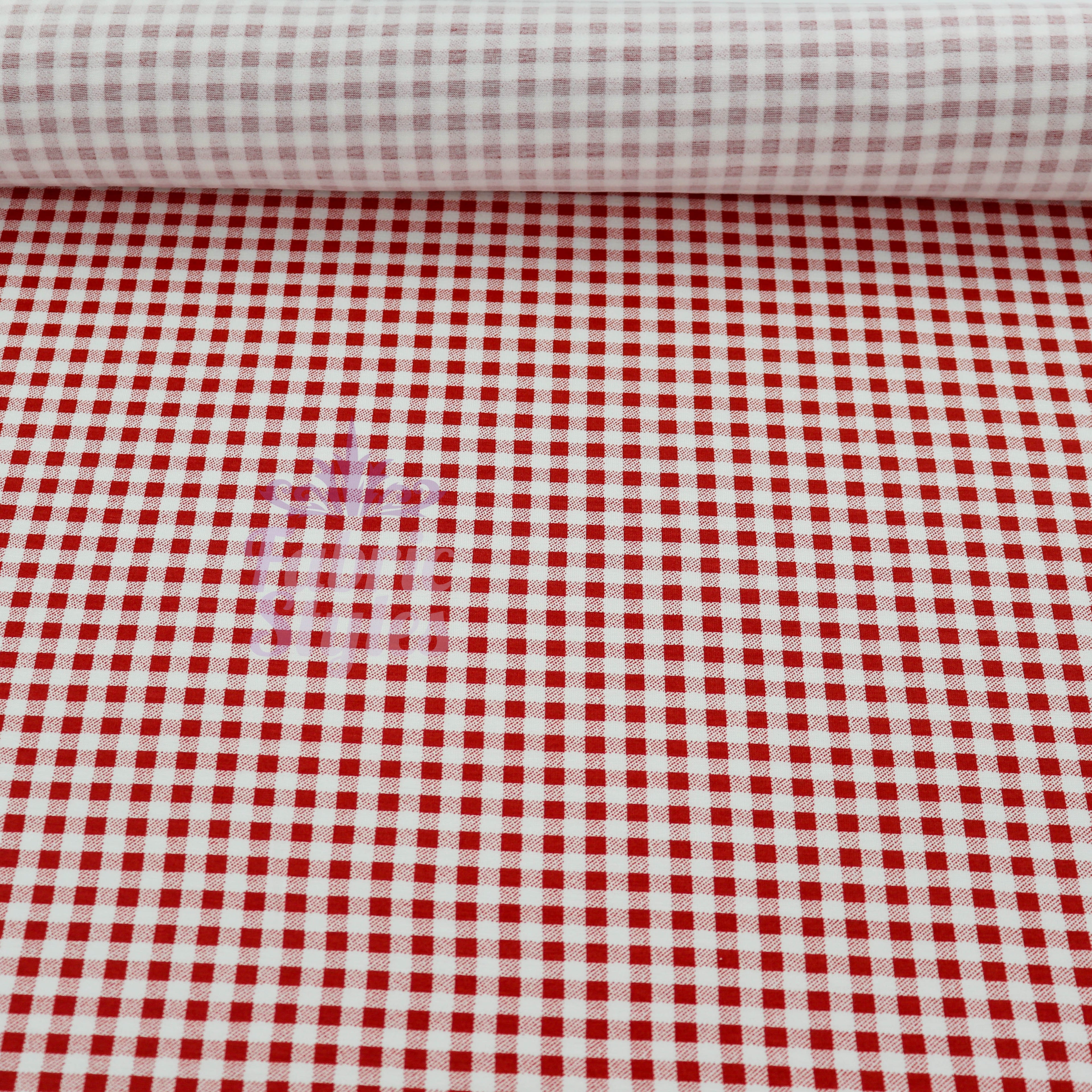 Burnt Orange Gingham Check Viscose Elastane Fabric