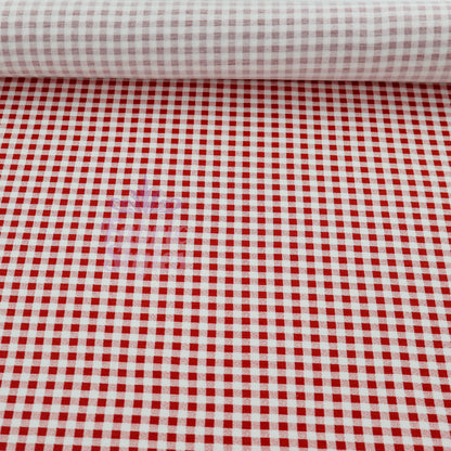 Burnt Orange Gingham Check Viscose Elastane Fabric