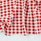 Burnt Orange Gingham Check Viscose Elastane Fabric