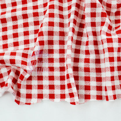 Burnt Orange Gingham Check Viscose Elastane Fabric