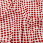 Burnt Orange Gingham Check Viscose Elastane Fabric