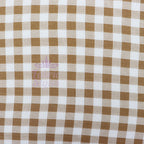 Light Brown Gingham Check Viscose Elastane Fabric