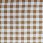 Light Brown Gingham Check Viscose Elastane Fabric