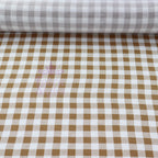 Light Brown Gingham Check Viscose Elastane Fabric