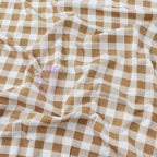 Light Brown Gingham Check Viscose Elastane Fabric