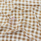 Light Brown Gingham Check Viscose Elastane Fabric