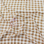 Light Brown Gingham Check Viscose Elastane Fabric