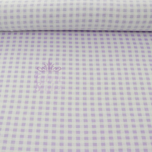 Lilac Gingham Check Viscose Elastane Fabric