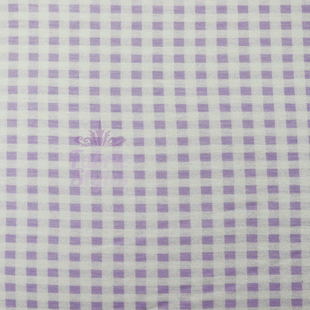 Lilac Gingham Check Viscose Elastane Fabric