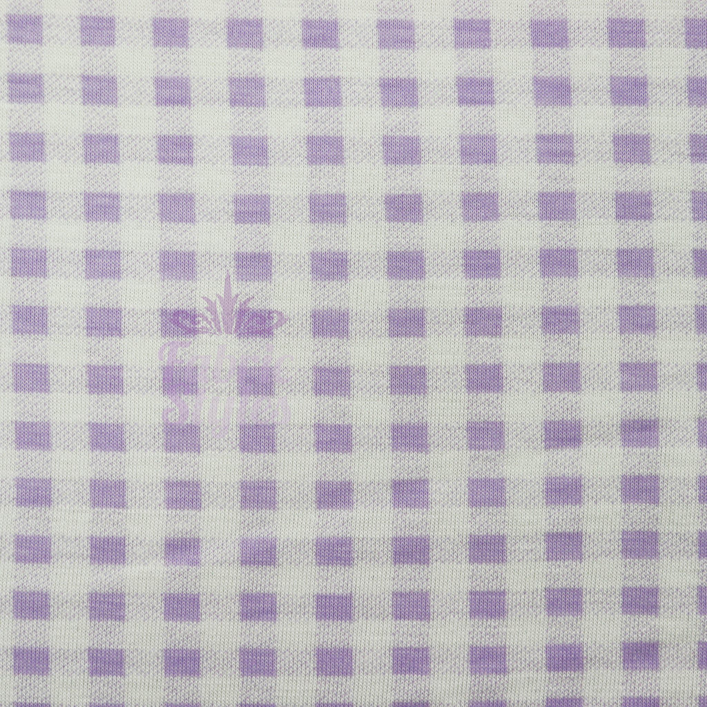 Lilac Gingham Check Viscose Elastane Fabric