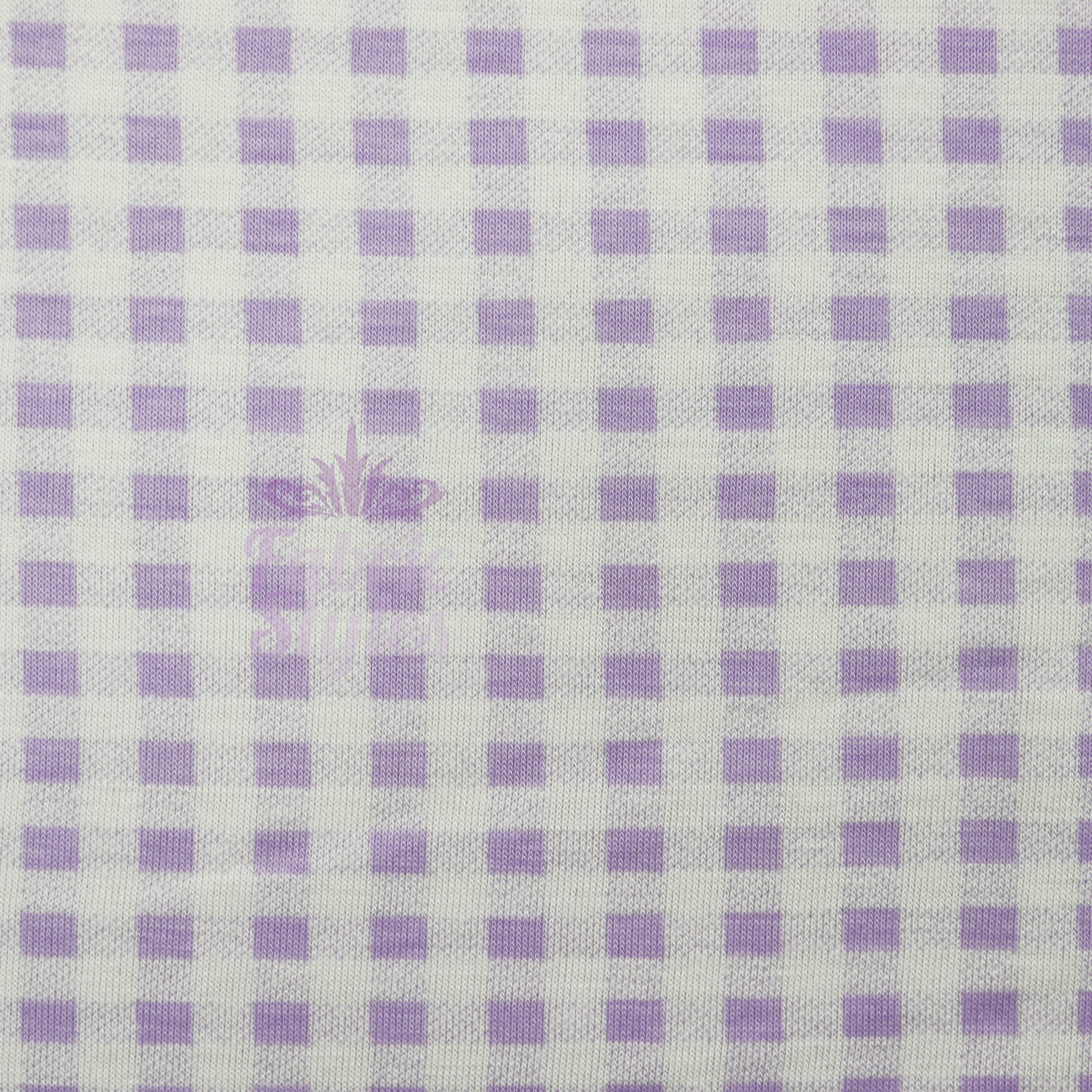 Lilac Gingham Check Viscose Elastane Fabric