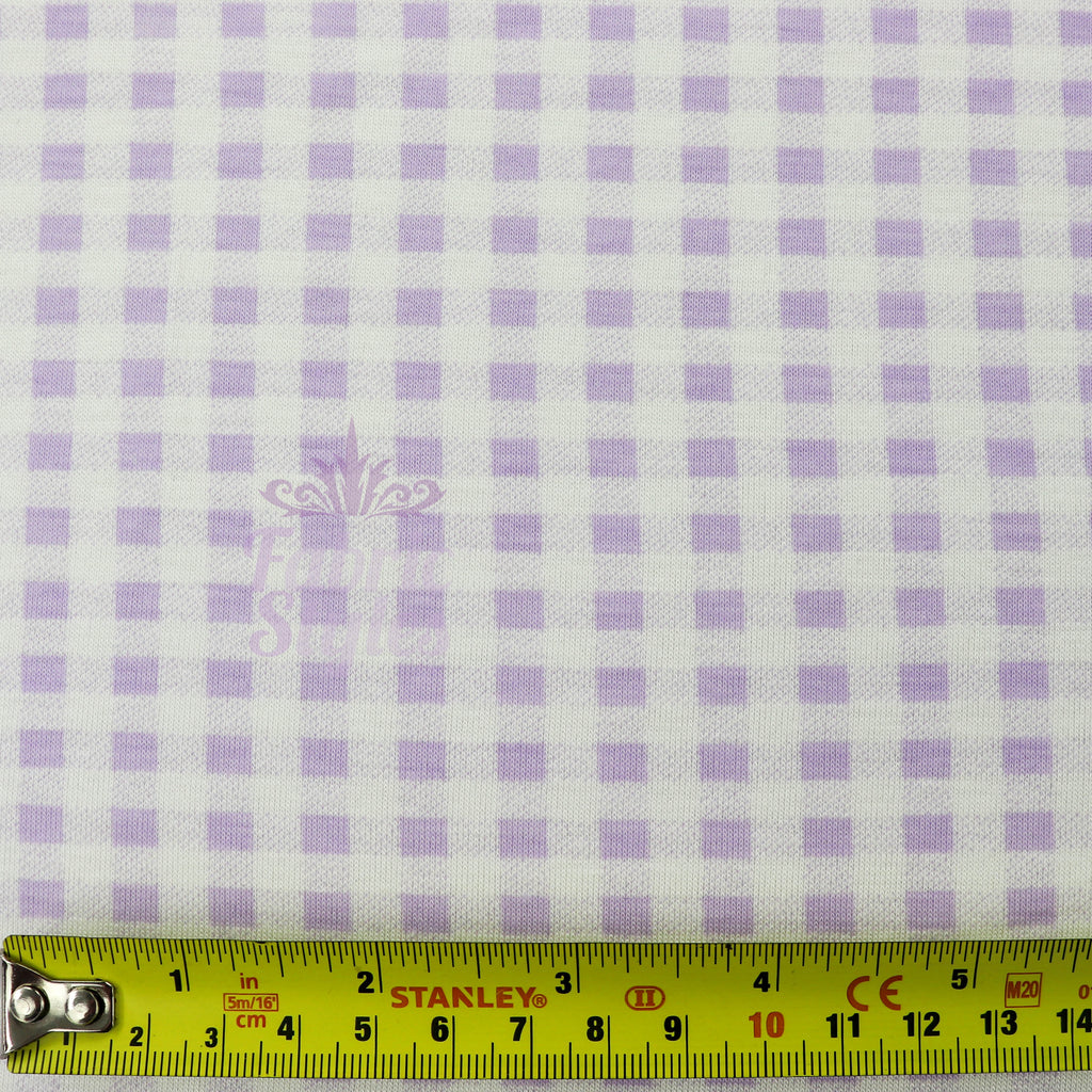 Lilac Gingham Check Viscose Elastane Fabric