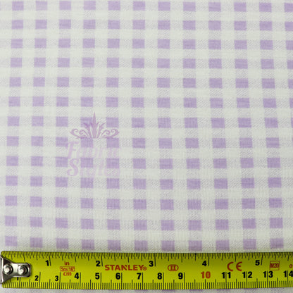 Lilac Gingham Check Viscose Elastane Fabric