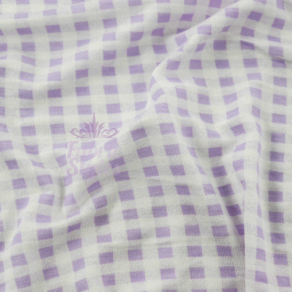 Lilac Gingham Check Viscose Elastane Fabric