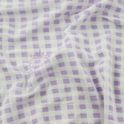 Lilac Gingham Check Viscose Elastane Fabric