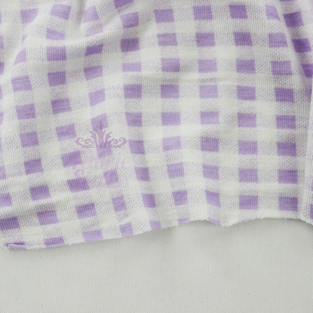 Lilac Gingham Check Viscose Elastane Fabric