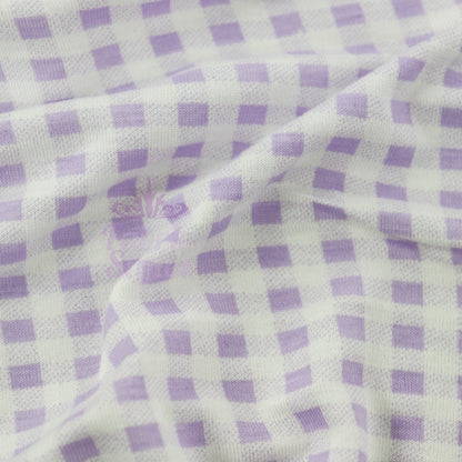 Lilac Gingham Check Viscose Elastane Fabric