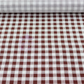 Brown Gingham Check Viscose Elastane Fabric