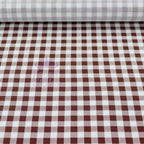 Brown Gingham Check Viscose Elastane Fabric