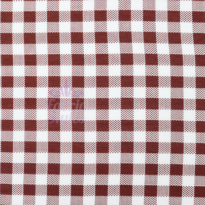 Brown Gingham Check Viscose Elastane Fabric