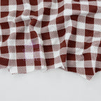Brown Gingham Check Viscose Elastane Fabric
