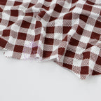 Brown Gingham Check Viscose Elastane Fabric