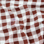 Brown Gingham Check Viscose Elastane Fabric