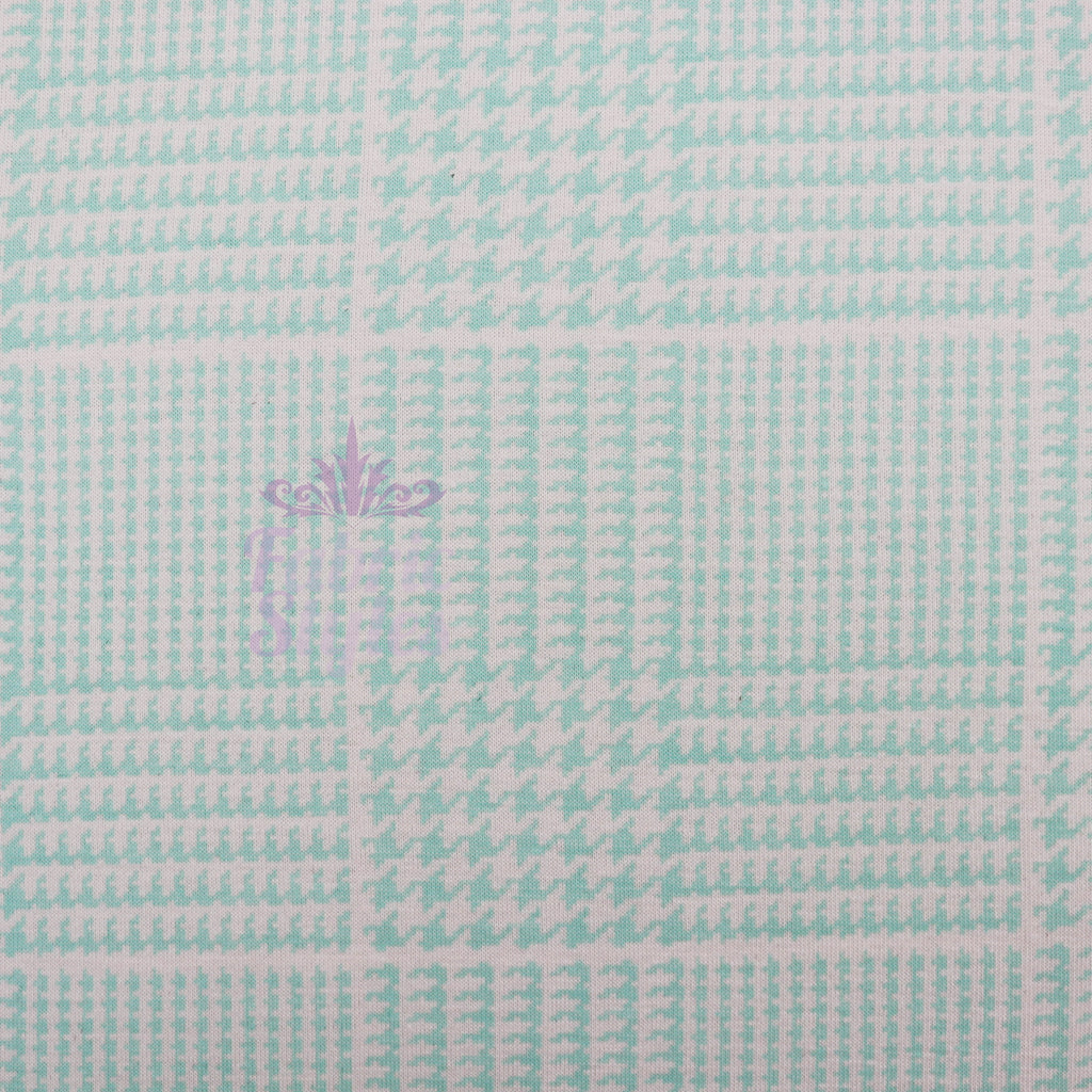 Mint Green Dogtooth Viscose Elastane Fabric
