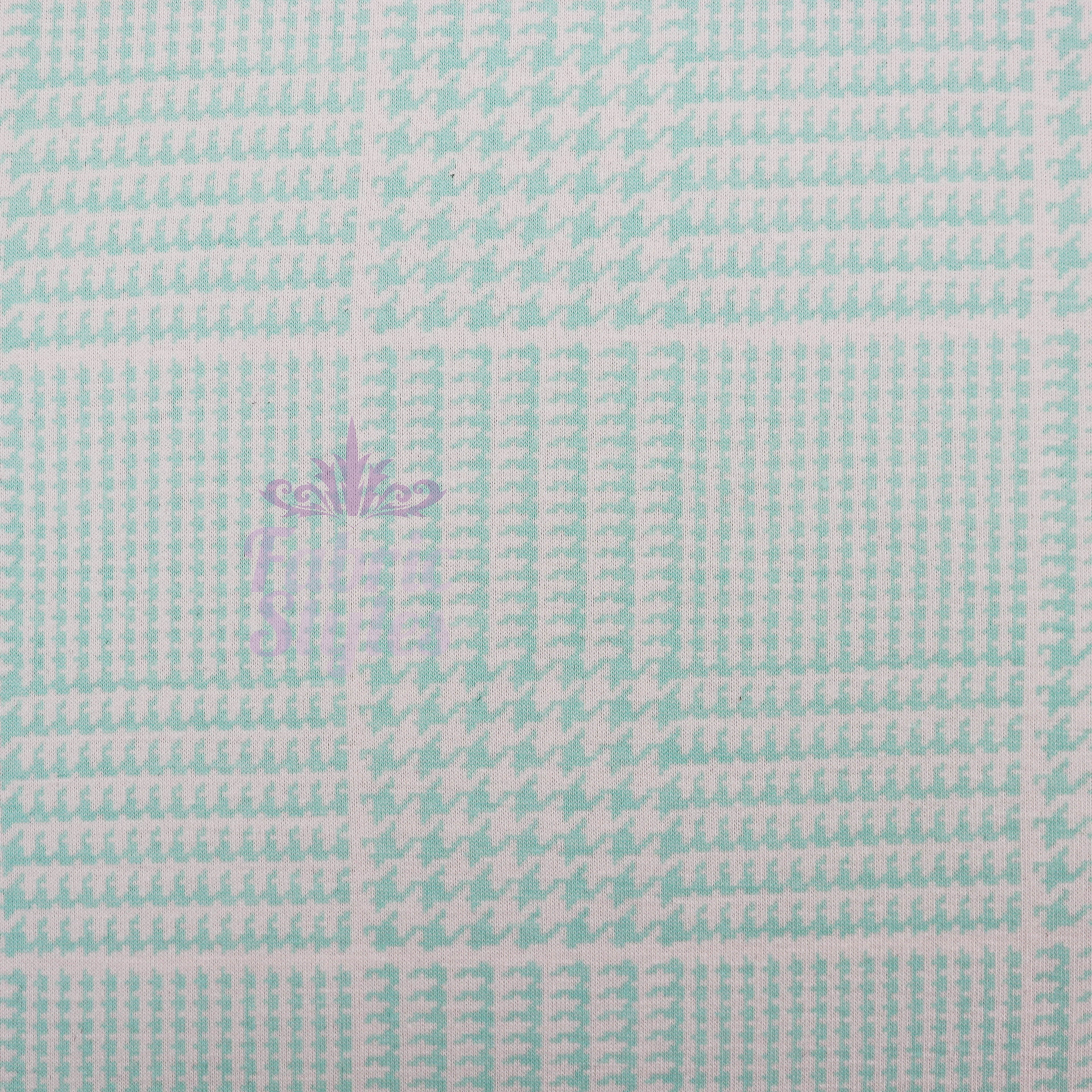 Mint Green Dogtooth Viscose Elastane Fabric