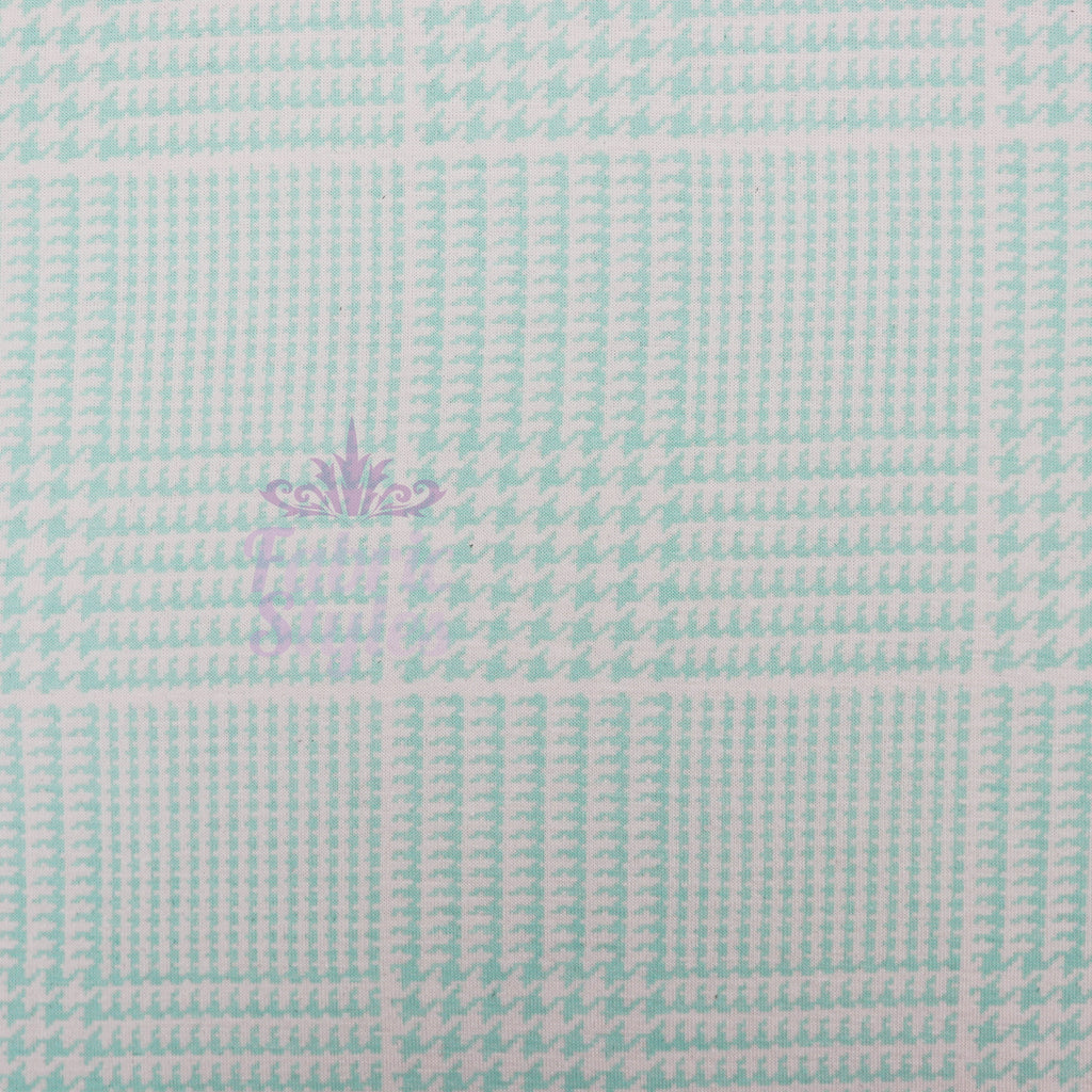 Mint Green Dogtooth Viscose Elastane Fabric