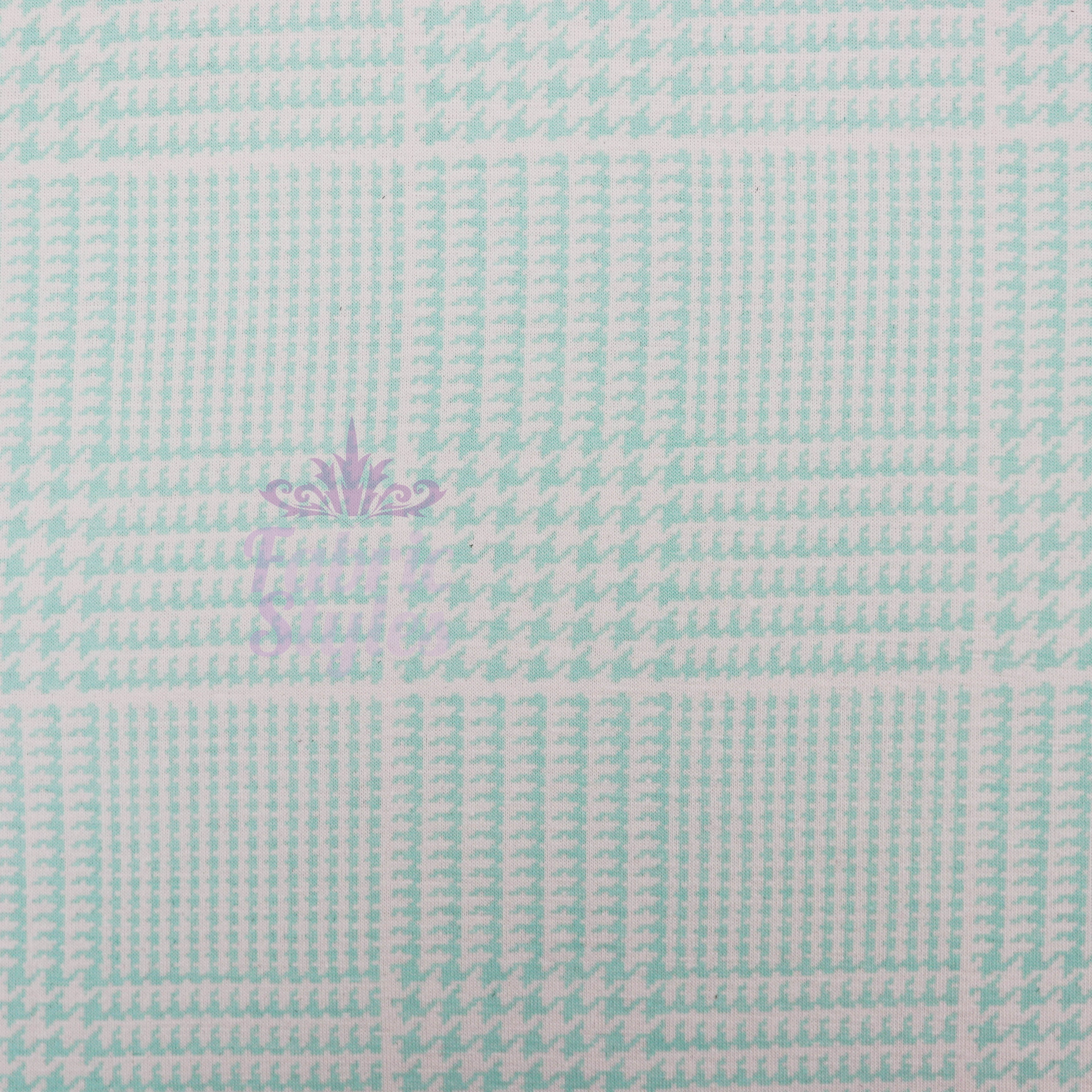 Mint Green Dogtooth Viscose Elastane Fabric