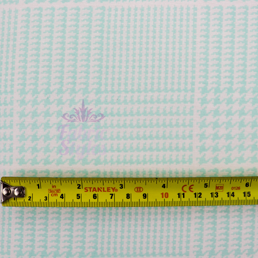 Mint Green Dogtooth Viscose Elastane Fabric