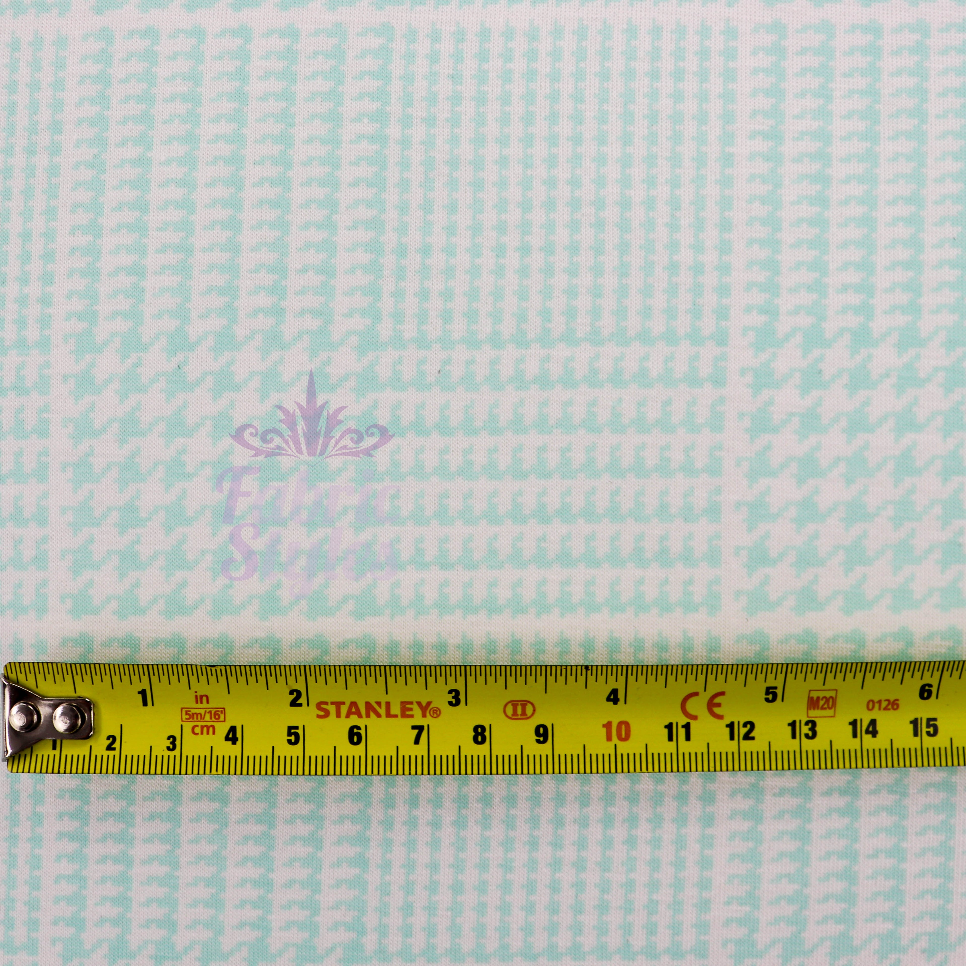 Mint Green Dogtooth Viscose Elastane Fabric