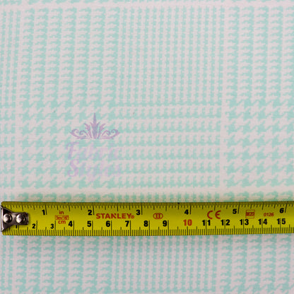Mint Green Dogtooth Viscose Elastane Fabric