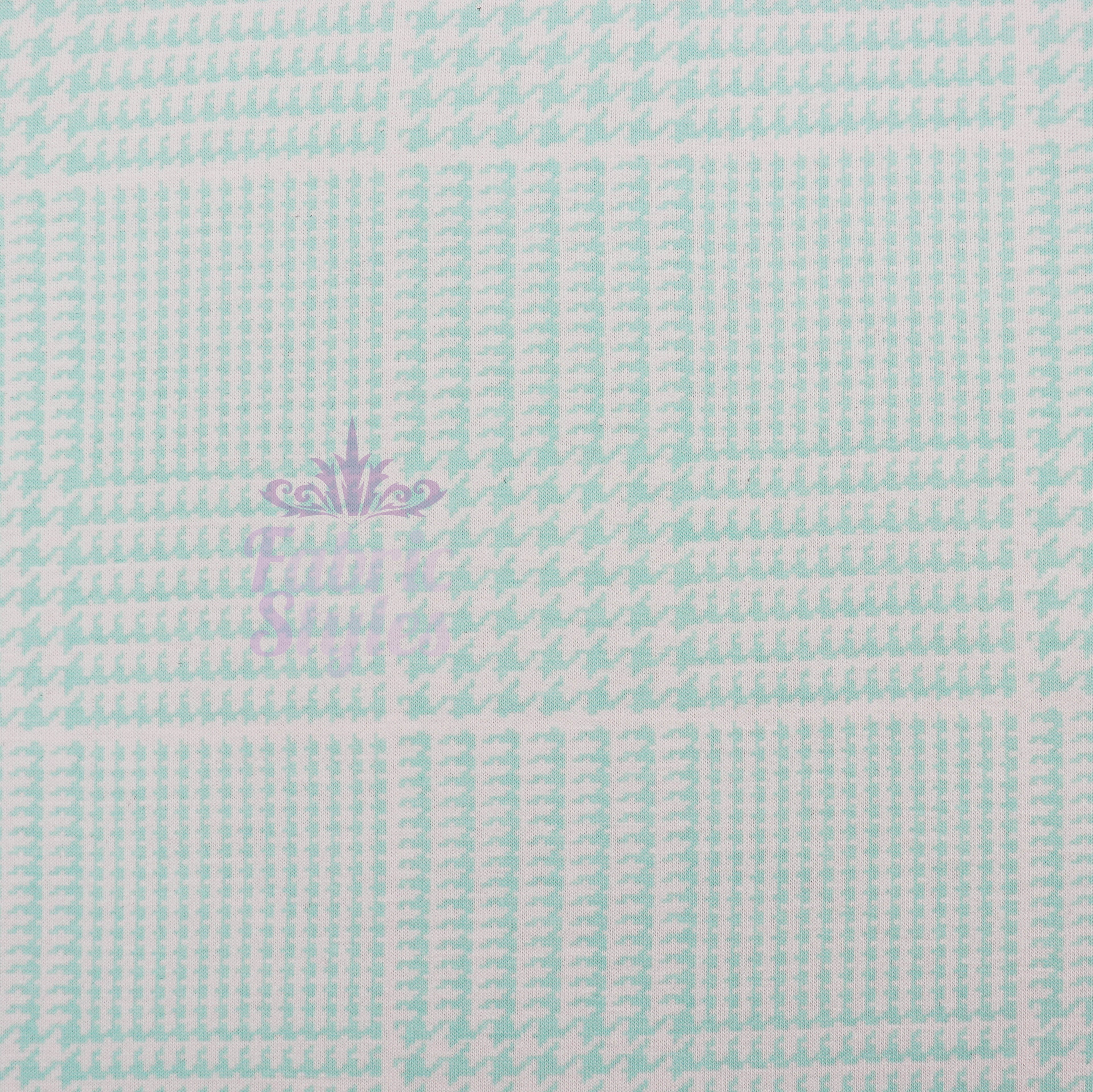 Mint Green Dogtooth Viscose Elastane Fabric