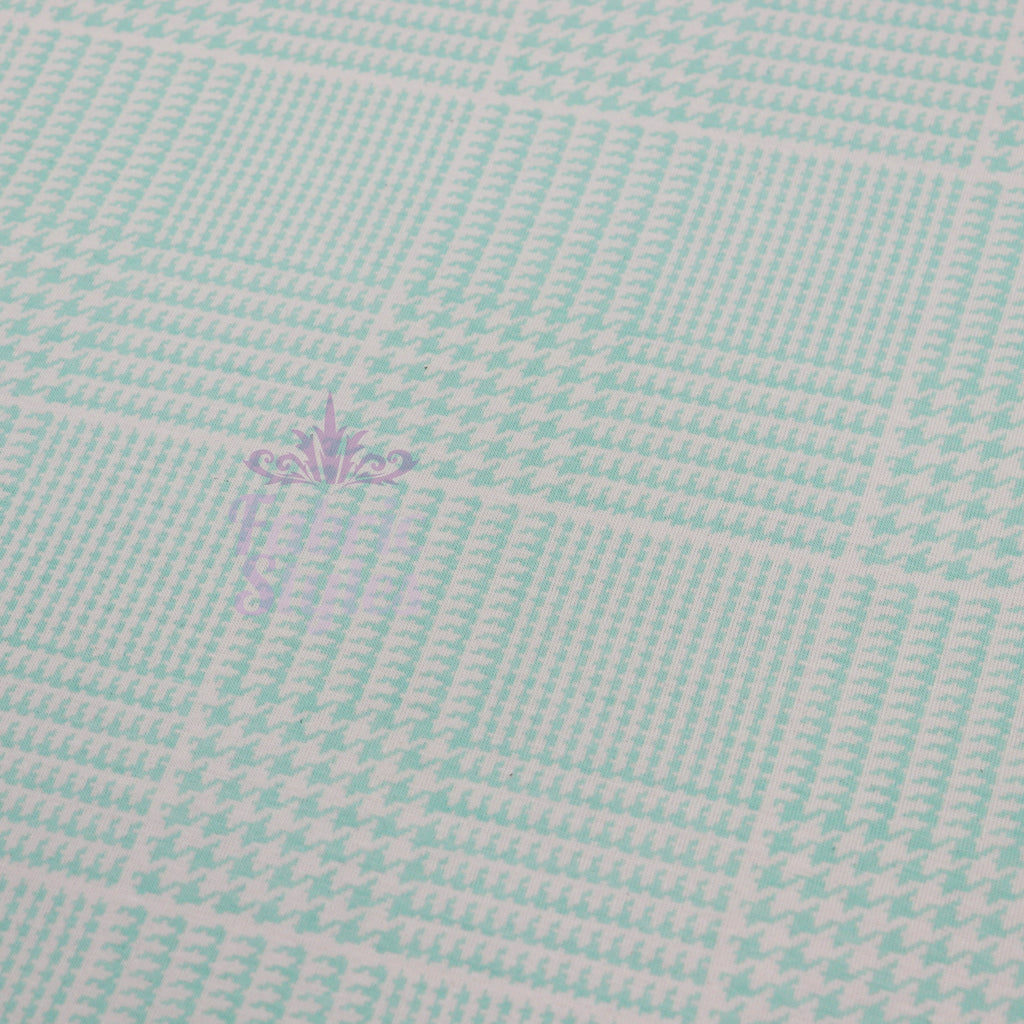 Mint Green Dogtooth Viscose Elastane Fabric