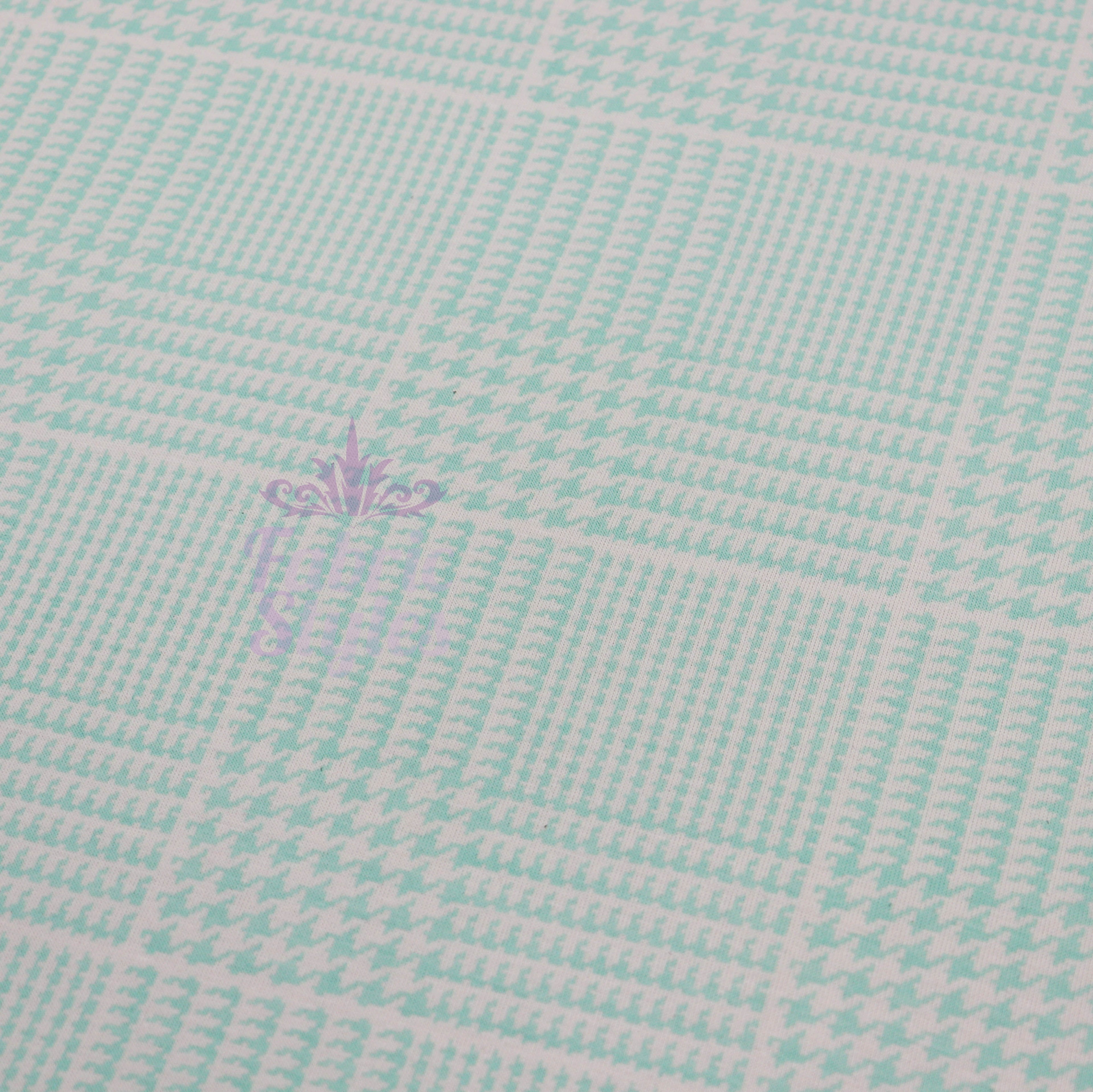 Mint Green Dogtooth Viscose Elastane Fabric
