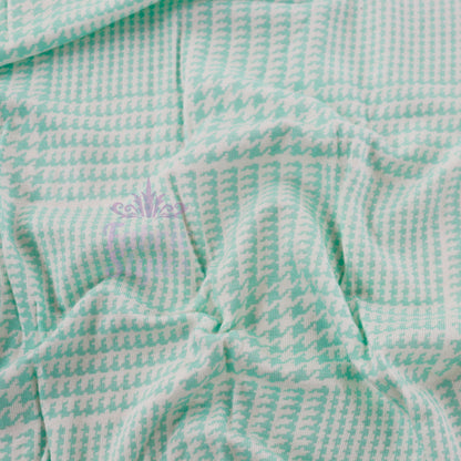 Mint Green Dogtooth Viscose Elastane Fabric