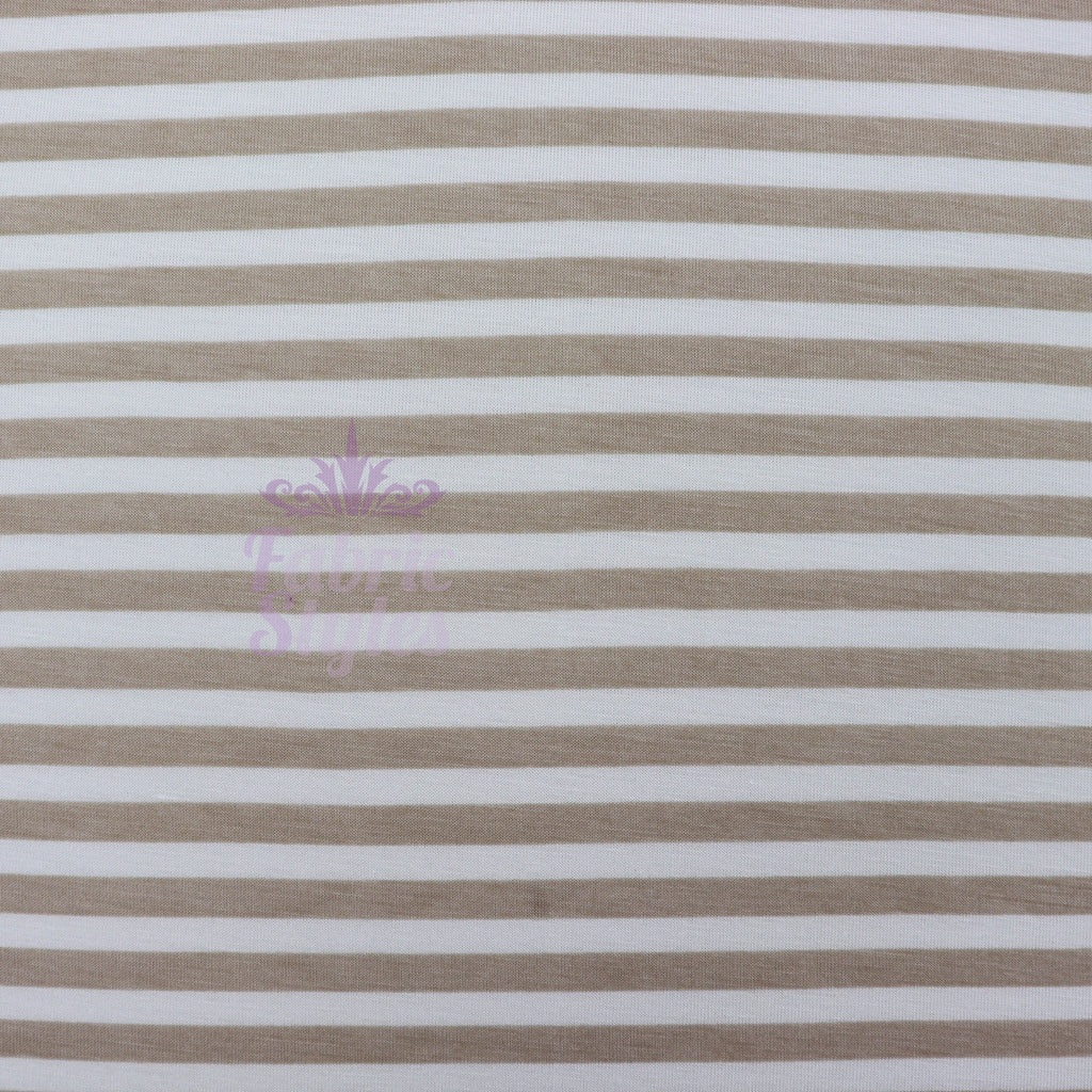 Taupe Stripe Viscose Elastane Fabric