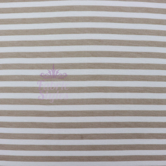 Taupe Stripe Viscose Elastane Fabric