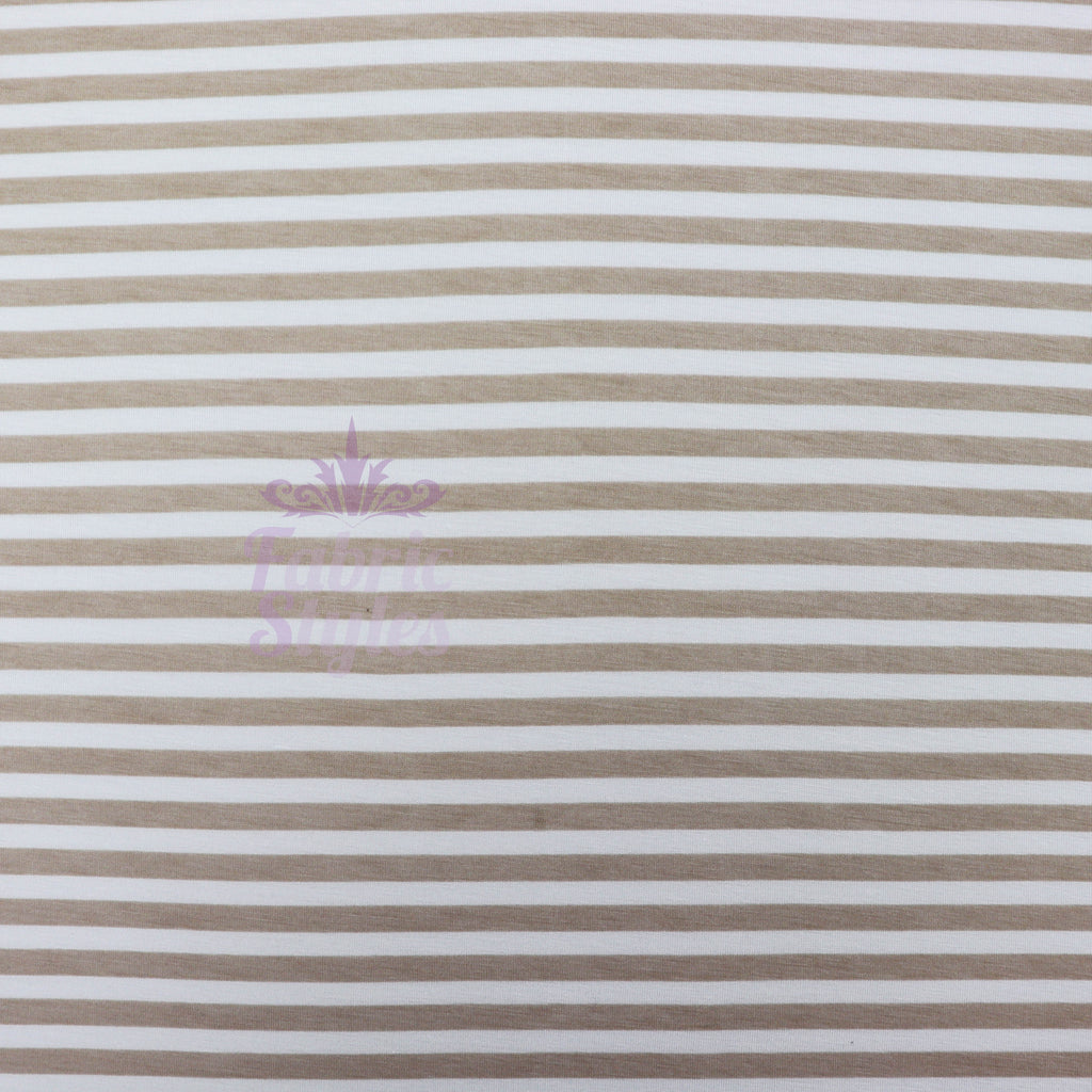 Taupe Stripe Viscose Elastane Fabric