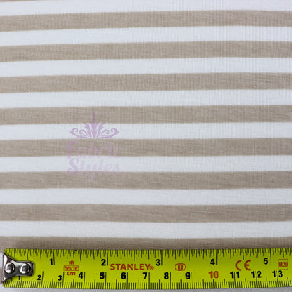 Taupe Stripe Viscose Elastane Fabric