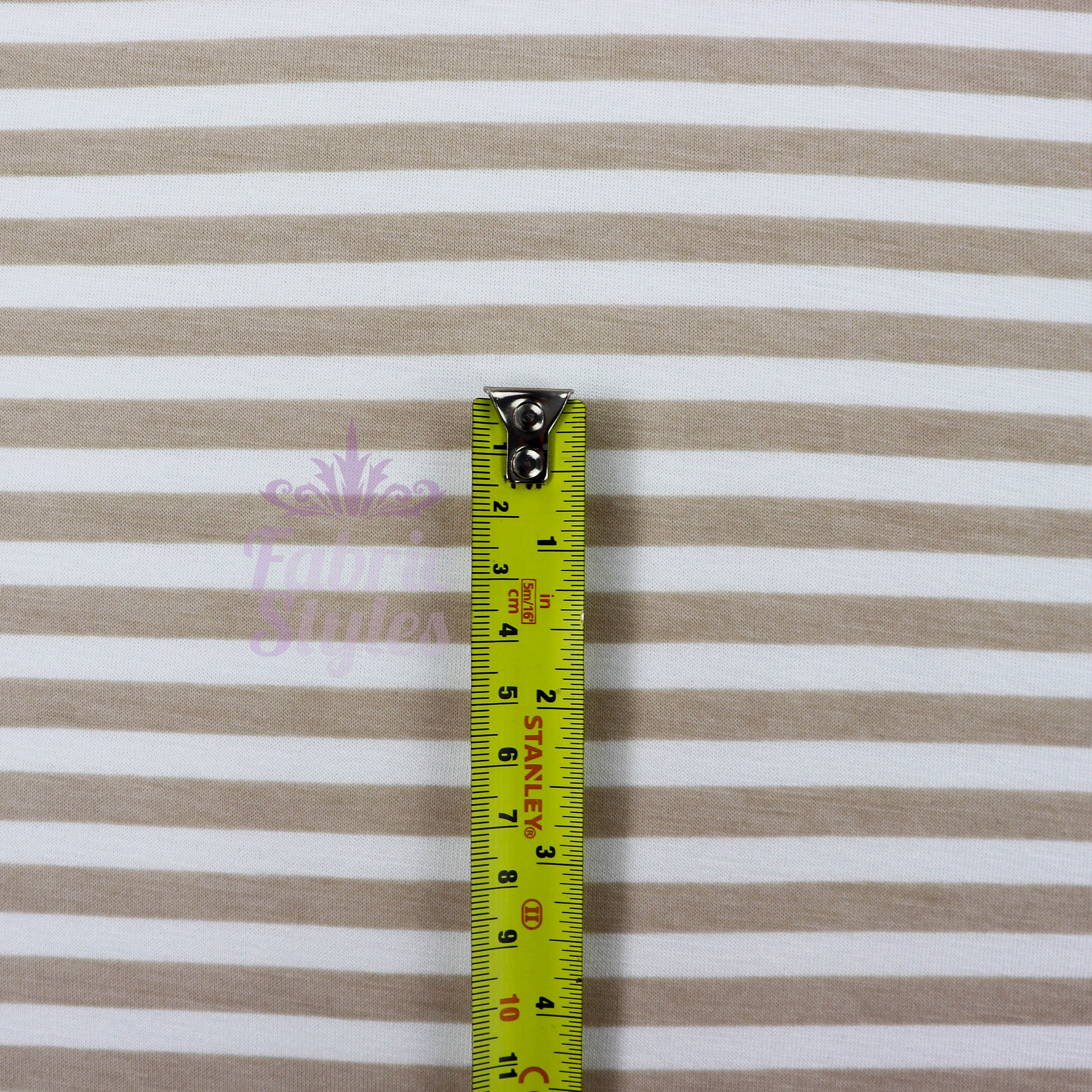 Taupe Stripe Viscose Elastane Fabric