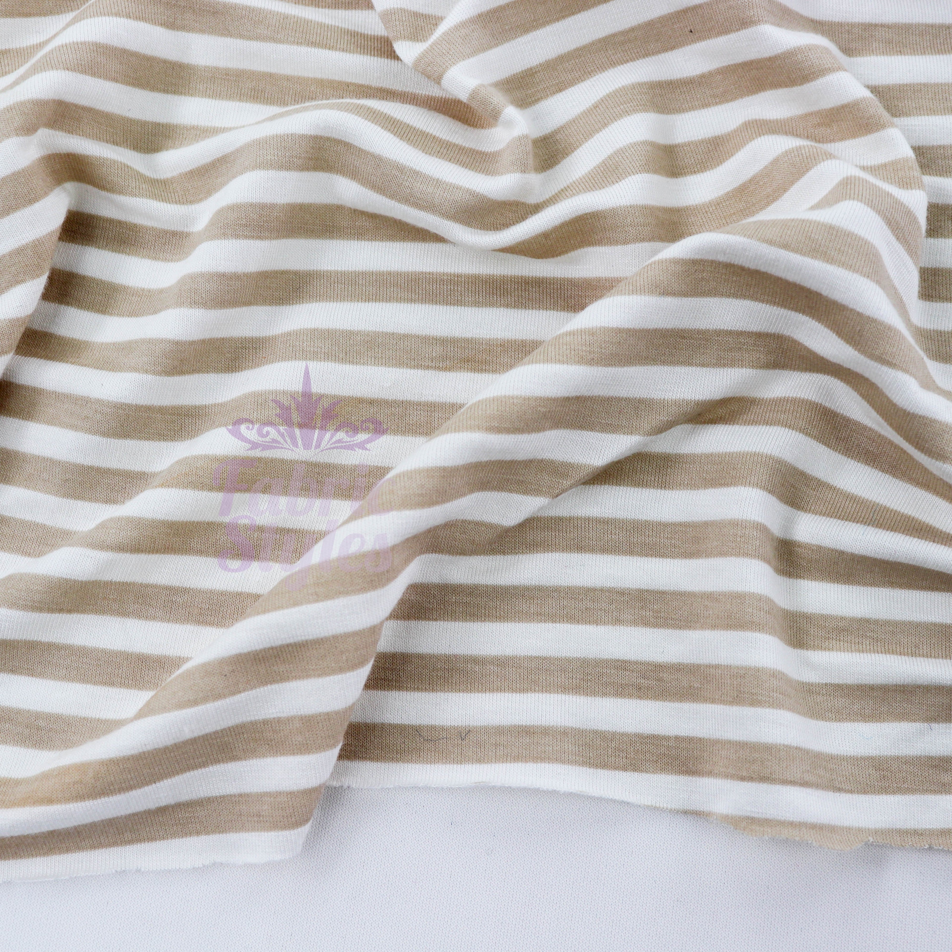 Taupe Stripe Viscose Elastane Fabric