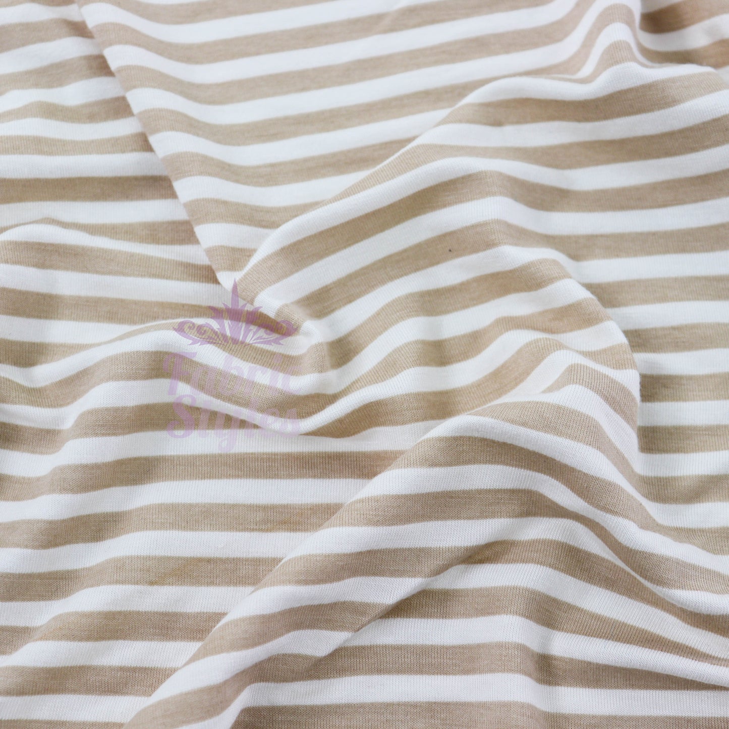 Taupe Stripe Viscose Elastane Fabric