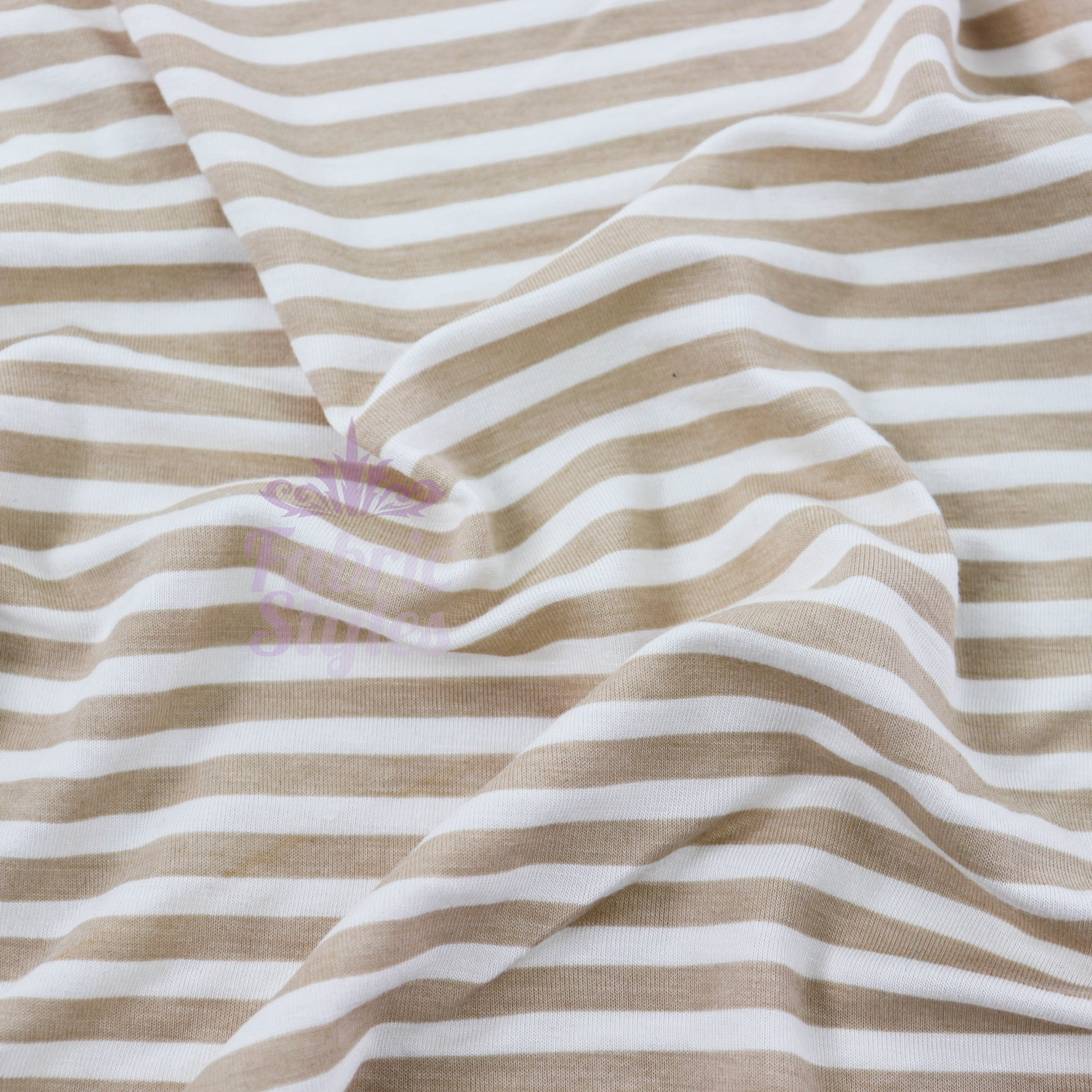 Taupe Stripe Viscose Elastane Fabric