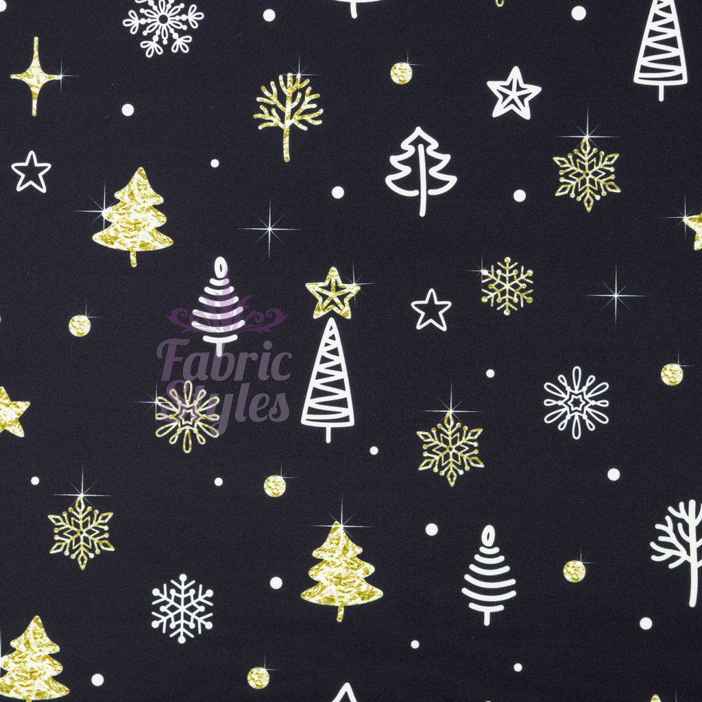 Gold Sparkle Trees & Snowflakes
