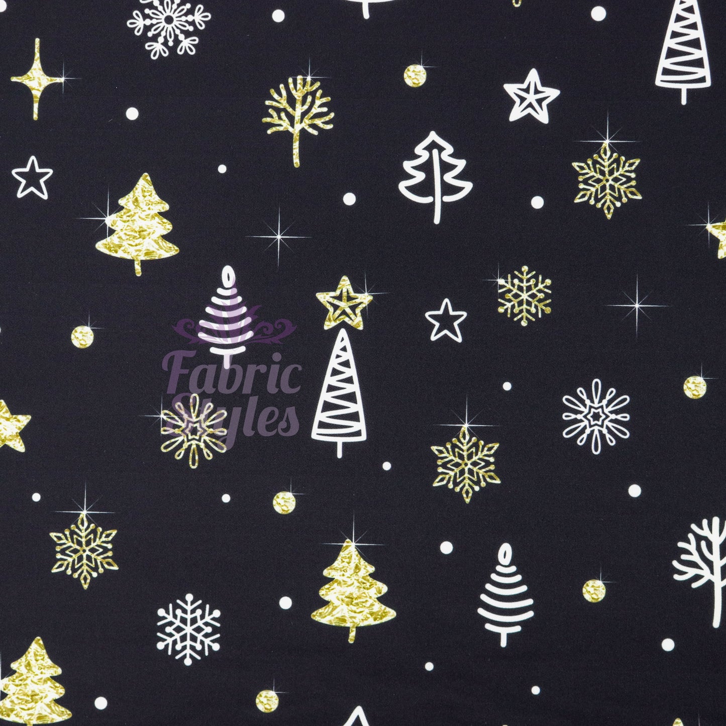Gold Sparkle Trees & Snowflakes