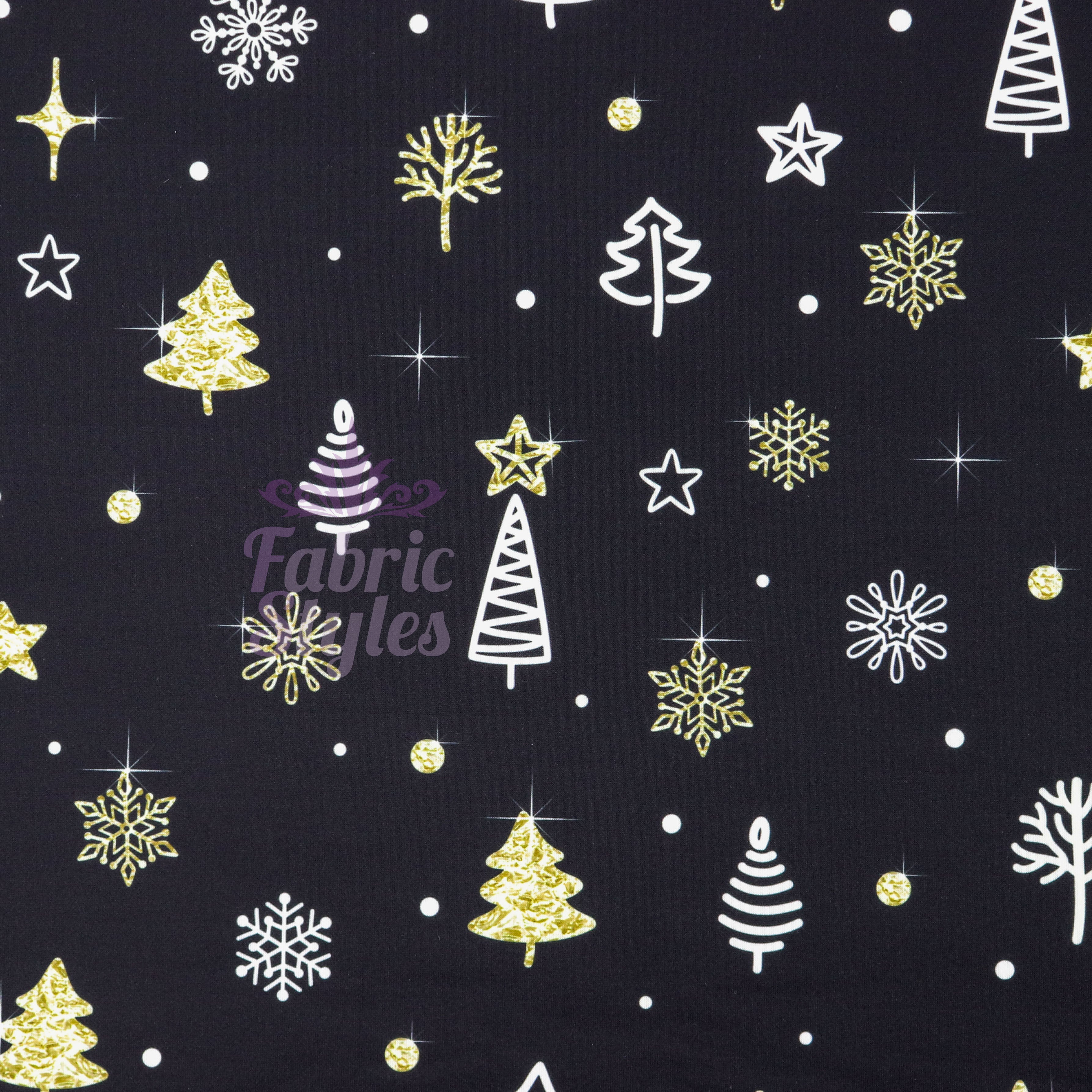 Gold Sparkle Trees & Snowflakes